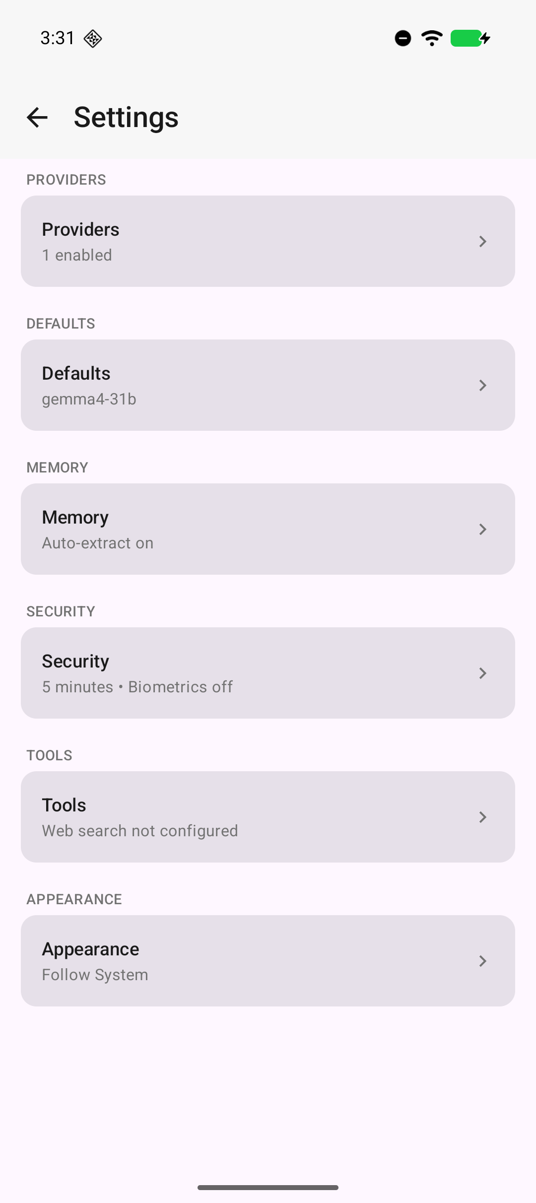 Mango app menu screen