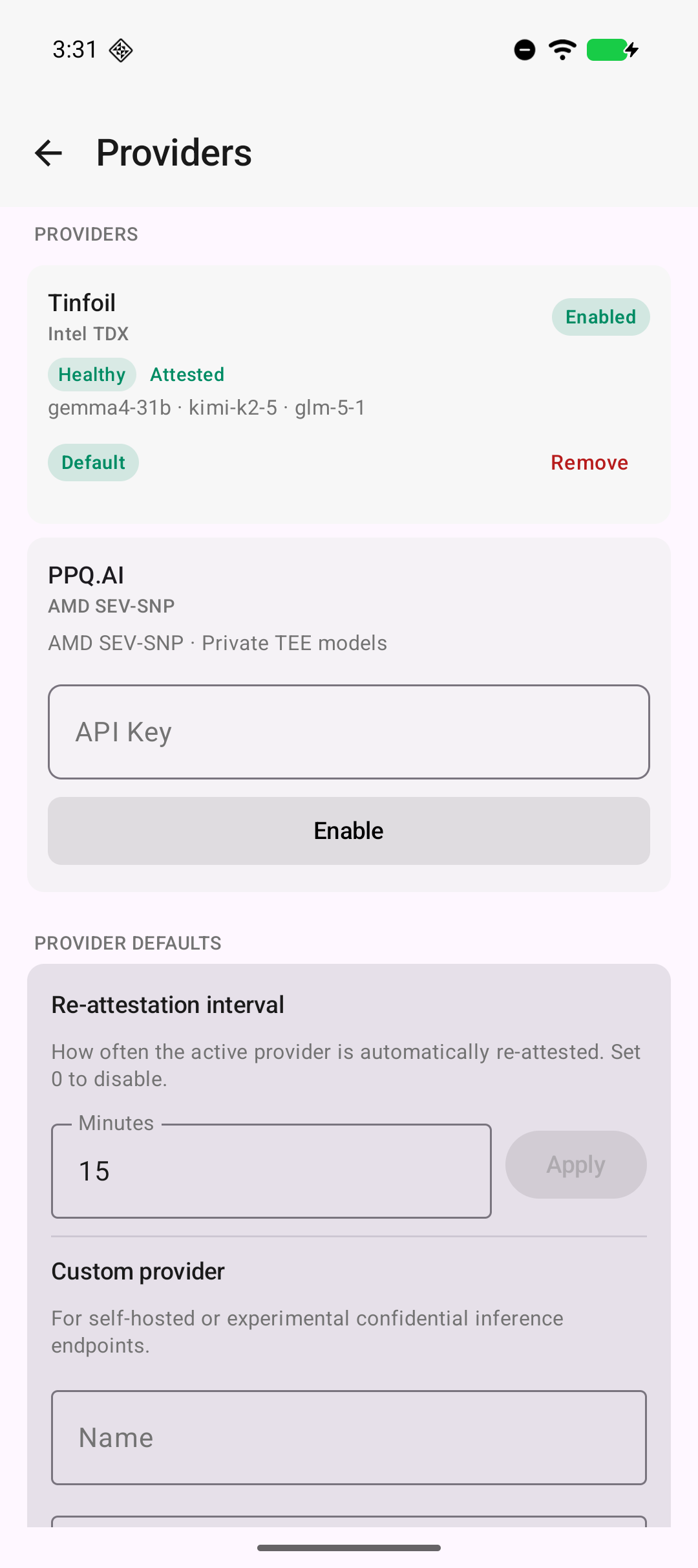 Mango app providers screen
